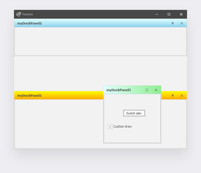 WinForms Docking - How to custom paint skinned dock panel captions