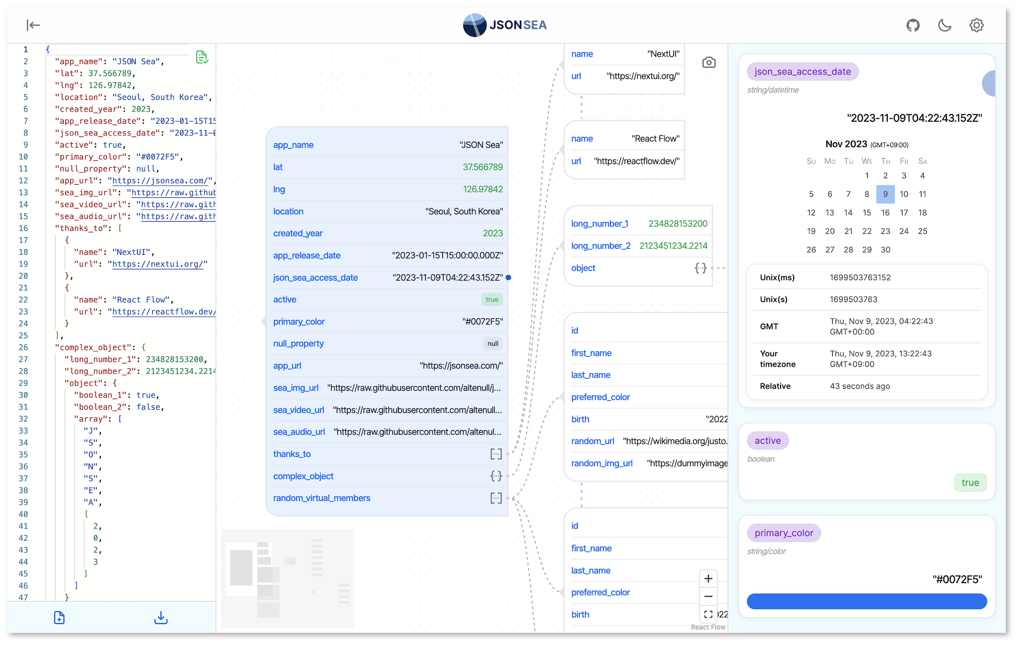 JSON Sea (light mode)