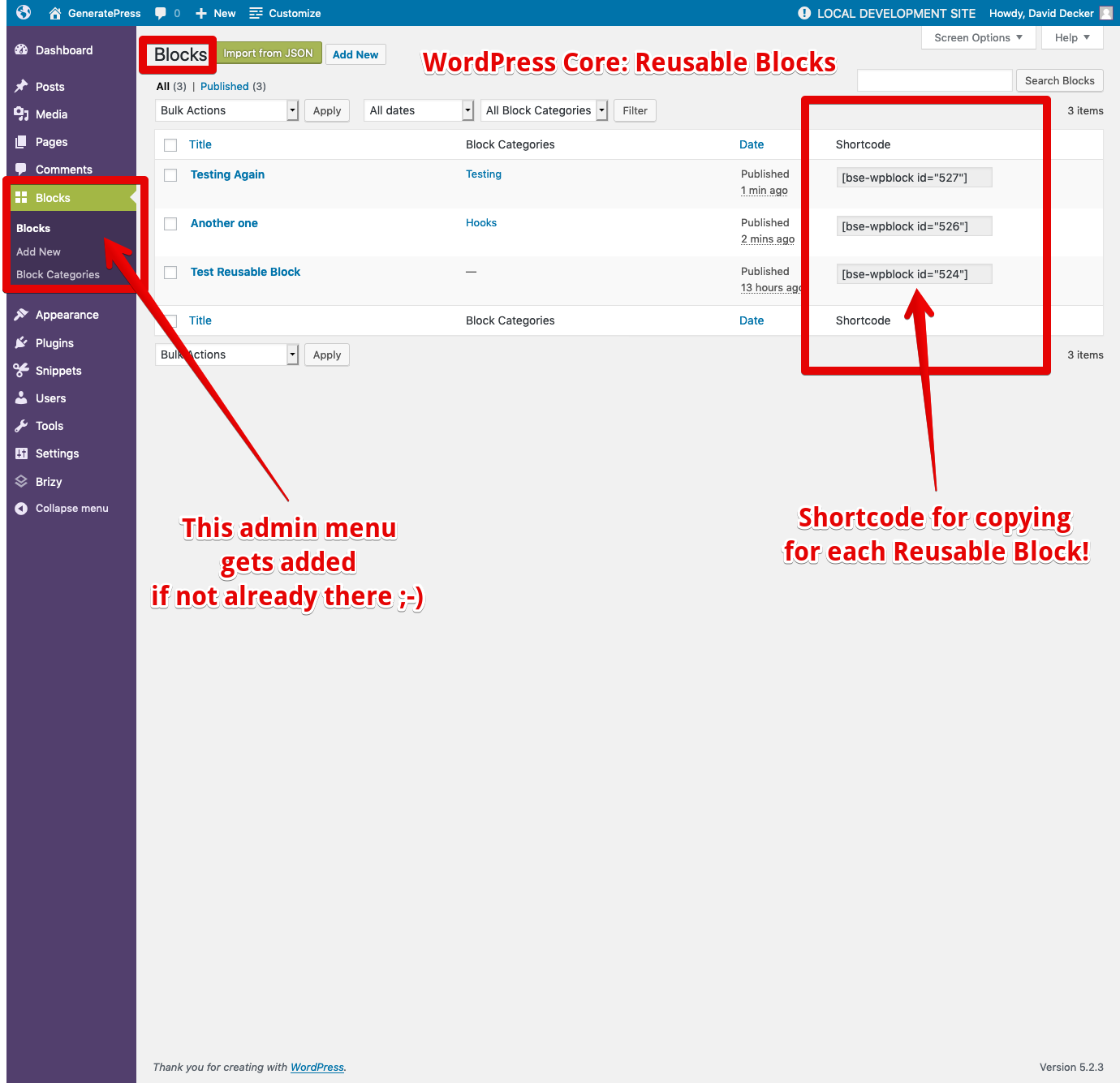 Shortcode for each Reusable Block to insert & display anywhere (especially outside of the Block Editor...)