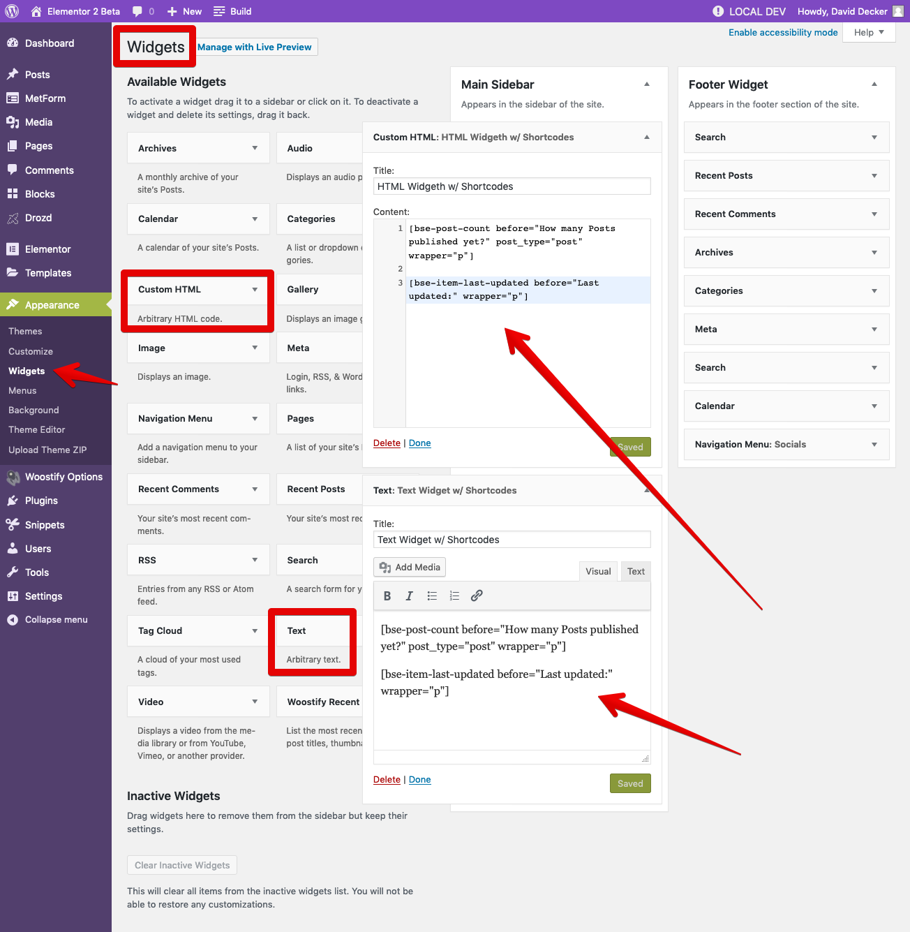 Insert a Shortcode into Text Widget or Custom HTML Widget