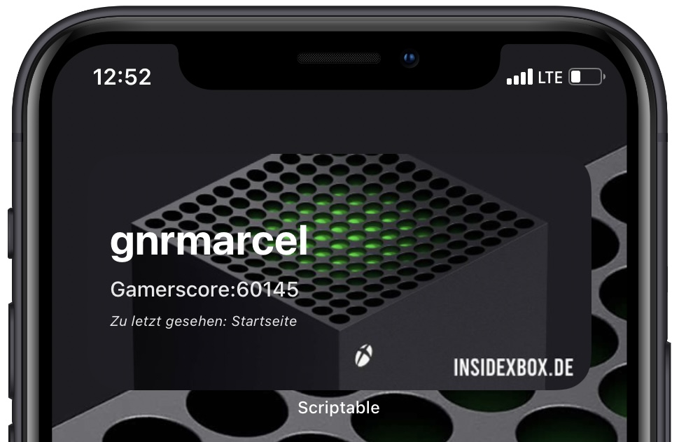 Beispiel iOS Xbox Gamercard Widget