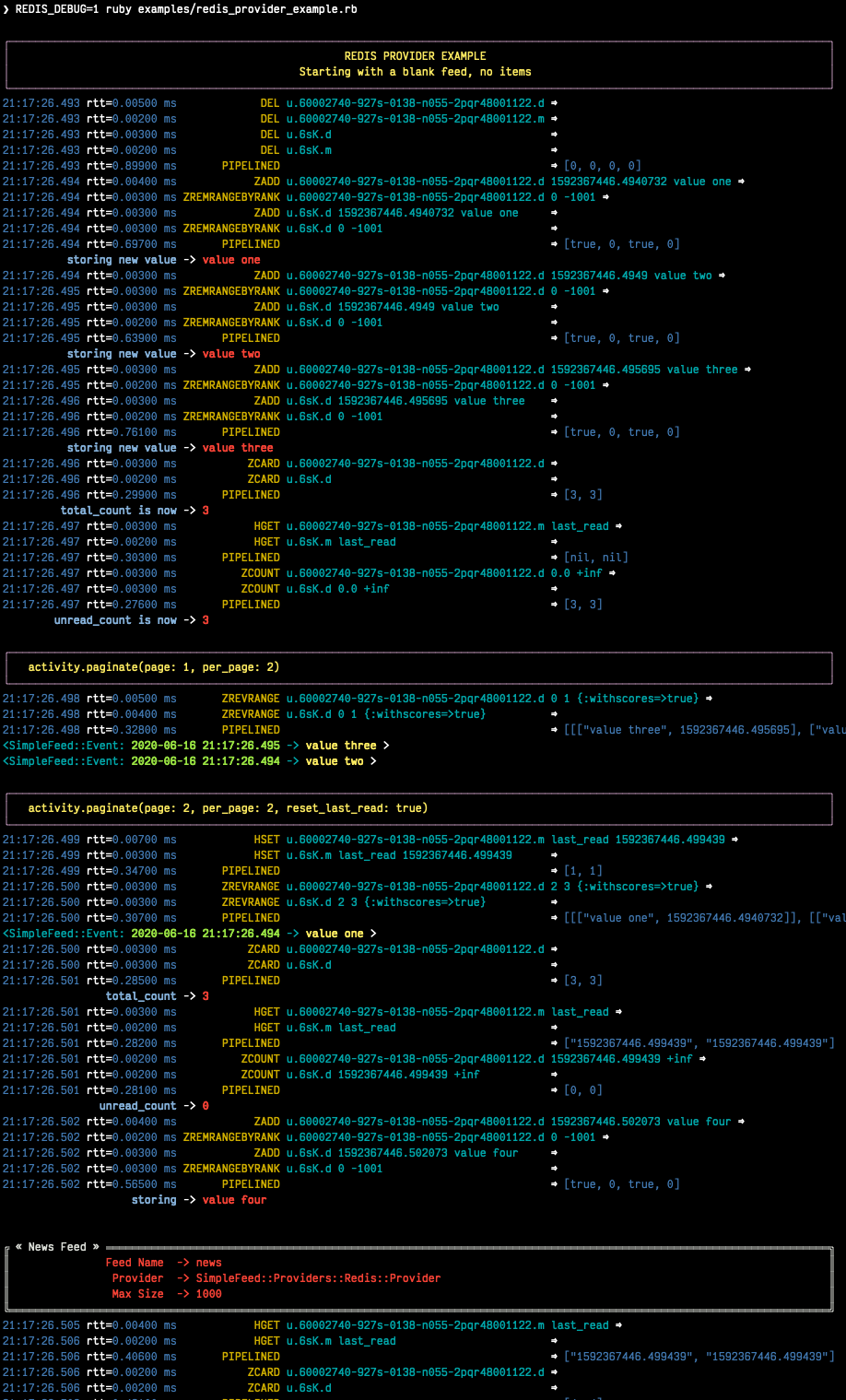 running example redis debug